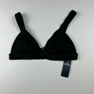 Hollister Women's Swim Black Ribbed Bralette Bikini Top Swimwear Size M NWT